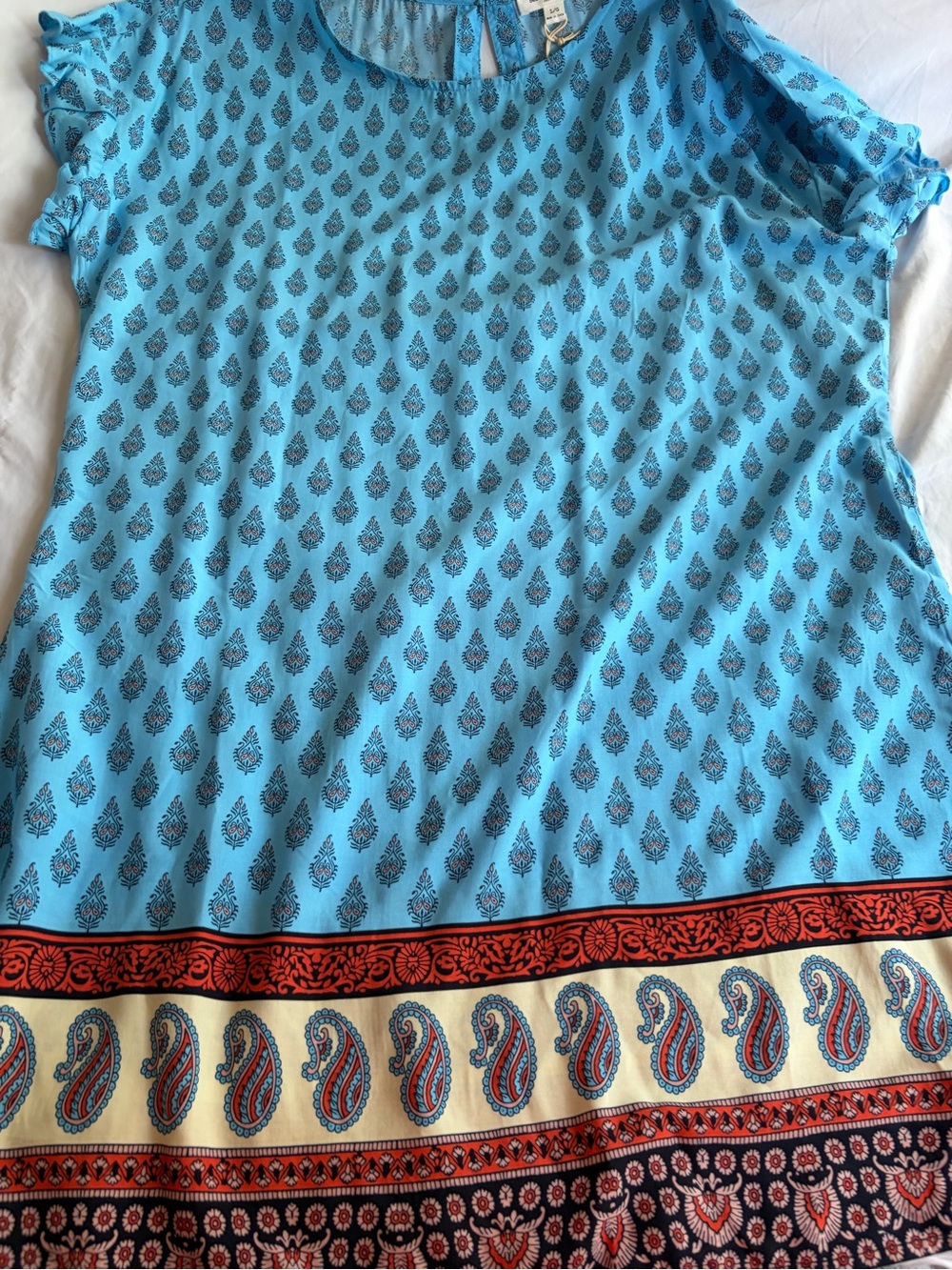 Beach Lunch Lounge Blue Paisley Trim Top/Dress Women’s Size Large NWT